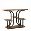 42.5" Narrow Console Table, 3-Tier Modern Entryway Table with Open Storage Shelves, Rustic Brown Finish