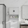 Bathroom Wall Cabinet with Doors, Adjustable Shelf and Towel Bar for Over The Toilet Storage, Medicine Cabinet with Paper Holder for Bathroom