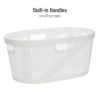 40L Ventilated Laundry Baskets, Lightweight Clothes Hamper with Cutout Handles for Bathrooms and Closets, Plastic, Set of 2, White