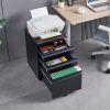 3-Drawer Mobile Filing Cabinet with Lock, Office Storage Filing Cabinet
