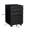 3-Drawer Mobile Filing Cabinet with Lock, Office Storage Filing Cabinet