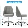 Vanity Chair, Armless Desk Chair with Wheels, Adjustable Swivel Fabric Makeup Chair, Comfortable Home Office Task Computer Chair, Gray
