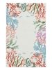 8' X 10' Ivory Hand Hooked Bordered Coral Reef Indoor Area Rug