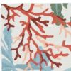 8' X 10' Ivory Hand Hooked Bordered Coral Reef Indoor Area Rug