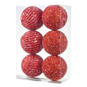 6Pcs Xmas Tree Snowball Ornaments Pendant Decor Foam Wedding Decoration Scene Props 10cm Red (Option: Default)