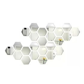 24PCS Hexagon Mirror Wall Stickers Acrylic Sticker Decoration For Home Living Room Bedroom Decor (Option: Default)
