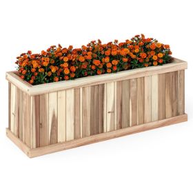 Wooden Raised Garden Bed Natural Acacia Wood Rectangular Planter Box With Drainage For Sun Rooms, Balconies, Patios, And Gardens (Option: Natural)