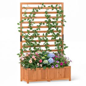Wooden Raised Garden Bed 59 Inch Tall Elevated Planter Box With Vertical Trellis For Cultivating Vegetables, Flowers, Herbs, Etc (Option: Orange)