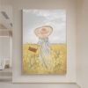 Handmade Oil Painting Nice Day Sky Sea Meadow Flowers Painting on Canvas Handmade Wall Art Original Oil Artwork for Home Living Room Bedroom Office D