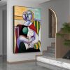 Handmade Oil Painting Nice Day Sky Sea Meadow Flowers Painting on Canvas Handmade Wall Art Original Oil Artwork for Home Living Room Bedroom Office D