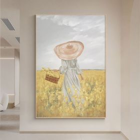 Handmade Oil Painting Nice Day Sky Sea Meadow Flowers Painting on Canvas Handmade Wall Art Original Oil Artwork for Home Living Room Bedroom Office D (style: 01, size: 50X70cm)