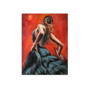 Ha's Art 100% Handmade Abstract Oil Painting Wall Art Modern Minimalist Dancing Girl Picture Canvas Home Decor For Living Room No Frame (size: 100X150cm)