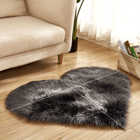 1pc Heart-Shaped Faux Sheepskin Area Rug - Soft and Plush Carpet for Home, Bedroom, Nursery, and Kid's Room - Perfect for Home Decor and Comfort (Color: Dark gray, size: 15.75*19.69inch)