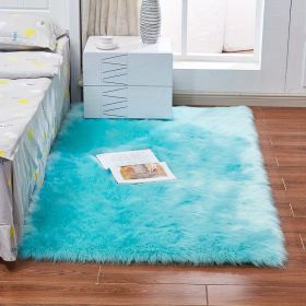 1pc Fluffy Imitation Wool Area Rug, Suede Fleece Bottom Long Imitation Wool Rug, Acrylic 80% Polyester 20%, 2.36inch Long Wool, Living Room Bedroom R (Color: Light Blue, size: 35.43*59.06inch)