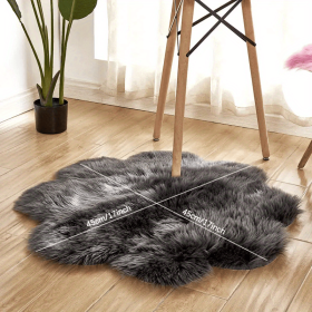 1pc, Soft and Plush Flower Shaped Fur Rug - Faux Sheepskin Area Rug for Bedroom, Sofa (Color: Dark gray, size: 17.72*17.72inch)