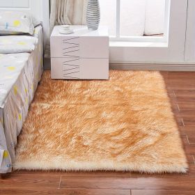 1pc Fluffy Imitation Wool Area Rug, Suede Fleece Bottom Long Imitation Wool Rug, Acrylic 80% Polyester 20%, 2.36inch Long Wool, Living Room Bedroom R (Color: White Yellow Tip, size: 35.43*59.06inch)