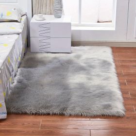 1pc Fluffy Imitation Wool Area Rug, Suede Fleece Bottom Long Imitation Wool Rug, Acrylic 80% Polyester 20%, 2.36inch Long Wool, Living Room Bedroom R (Color: grey, size: 35.43*59.06inch)