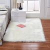 1pc Fluffy Imitation Wool Area Rug, Suede Fleece Bottom Long Imitation Wool Rug, Acrylic 80% Polyester 20%, 2.36inch Long Wool, Living Room Bedroom R