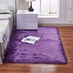 1pc Fluffy Imitation Wool Area Rug, Suede Fleece Bottom Long Imitation Wool Rug, Acrylic 80% Polyester 20%, 2.36inch Long Wool, Living Room Bedroom R (Color: Purple, size: 35.43*59.06inch)