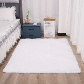 1pc Soft and Fluffy Shag Area Rugs for Living Room and Bedroom - Non-Slip, Machine Washable Carpet for Home Decor and Room Decor (Color: Pure White, size: 35.4*59.1 inch)