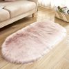 1pc Super Soft Area Rug, Plush Fluffy Faux Sheepskin Oval Floor Mat For Living Room Bedroom, Machine Washable Bedside Rugs, Shaggy Plush Carpet Faux