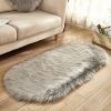 1pc Super Soft Area Rug, Plush Fluffy Faux Sheepskin Oval Floor Mat For Living Room Bedroom, Machine Washable Bedside Rugs, Shaggy Plush Carpet Faux