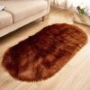 1pc Super Soft Area Rug, Plush Fluffy Faux Sheepskin Oval Floor Mat For Living Room Bedroom, Machine Washable Bedside Rugs, Shaggy Plush Carpet Faux