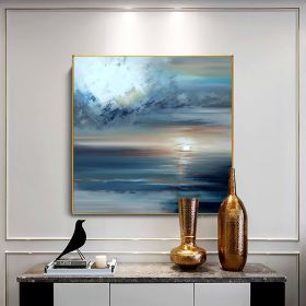 Handmade Oil Painting Abstract Ocean Oil Painting On Canvas Large Wall Art Original Sunset Seascape Painting Modern Living Room Home Decor (style: 01, size: 150x150cm)