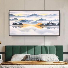 Handmade Oil Painting Abstract Mountain Lake Oil Painting Hand Painted On Canvas Nature Landscape Painting Modern Art Work Home Decor Large Wall Art (style: 01, size: 90x120cm)