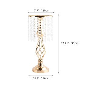 New Luxury Metal Candle Holders with Crystal Flowers Vase Candlestick Table Centerpieces Wedding Table Candle Stand Wedding Prop (Color: Gold-M, Ships From: CN)