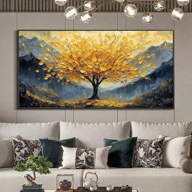 Large Original Golden Tree Oil Painting on Canvas, Custom Wall Art, Abstract Tree of Life Wall Art, Boho Wall DÃƒÂ©cor, Living Room Home Decor (style: 01, size: 40x80cm)