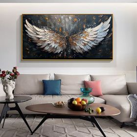 Abstract Wings Oil Painting on Canvas Large Wall Art Original Feather Painting Wings Wall Decor Living room Home Decor Gifts for Friend (style: 01, size: 70x140cm)