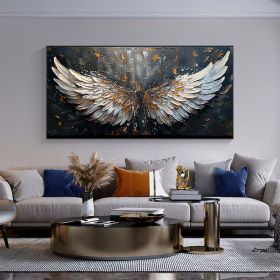 Abstract Wings Oil Painting on Canvas Large Wall Art Original Feather Painting Wings Wall Decor Living room Home Decor Gifts for Friend (style: 01, size: 80x160cm)