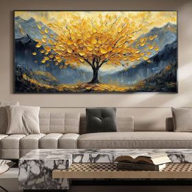 Large Original Golden Tree Oil Painting on Canvas, Custom Wall Art, Abstract Tree of Life Wall Art, Boho Wall DÃƒÂ©cor, Living Room Home Decor (style: 01, size: 120x240cm)