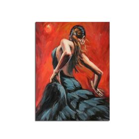 Ha's Art 100% Handmade Abstract Oil Painting Wall Art Modern Minimalist Dancing Girl Picture Canvas Home Decor For Living Room No Frame (size: 60X90cm)
