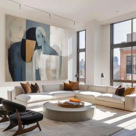 Cubism Female Abstract Faceless Portrait Painting Modern wall art Original Lovers Wall Art Picasso Cubist art Lovers' decor Frame wall art (style: 01, size: 160x160cm)