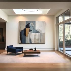 Cubism Female Abstract Faceless Portrait Painting Modern wall art Original Lovers Wall Art Picasso Cubist art Lovers' decor Frame wall art (style: 01, size: 60x60cm)