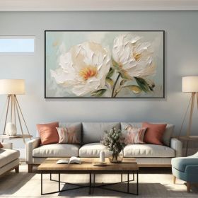 Minimalist Flower Oil Painting on Canvas Large Wall Art Original Abstract Floral Wall Art White Decor Custom Painting Living Room Home Decor (style: 01, size: 60x120cm)