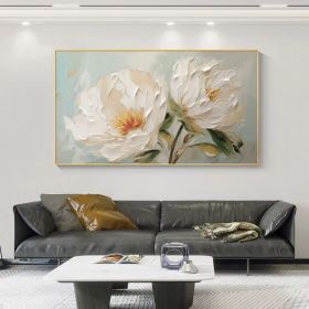 Minimalist Flower Oil Painting on Canvas Large Wall Art Original Abstract Floral Wall Art White Decor Custom Painting Living Room Home Decor (style: 01, size: 80x160cm)