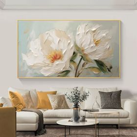 Minimalist Flower Oil Painting on Canvas Large Wall Art Original Abstract Floral Wall Art White Decor Custom Painting Living Room Home Decor (style: 01, size: 70x140cm)