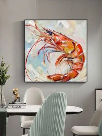 Shrimp Canvas Painting Fish Original Canvas Fine Art Animal Artwork Kitchen Wall Art Decor Gifts (style: 01, size: 120x120cm)
