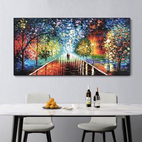 Handmade Oil Painting Colorful Abstract Art On Canvas Figure Painting Contemporary Art Night Rain Street Painting Wall Art For Home Decor (style: 01, size: 100x200cm)
