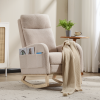 Modern Accent Rocking Chair Rocking Chair with Solid Wood Legs, Upholstered Nursery Glider Rocker, Comfy Armchair with Side Pocket, Living Room Loung