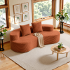 Boneless Compressed Modular Sofa, Soft Striped Corduroy Floor Couch with Deep Seat, Wide Armrests and Back Pillows