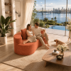 Boneless Compressed Modular Sofa, Soft Striped Corduroy Floor Couch with Deep Seat, Wide Armrests and Back Pillows