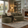 Boneless Compressed Modular Sofa, Soft Striped Corduroy Floor Couch with Deep Seat, Wide Armrests and Back Pillows