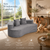 Boneless Compressed Modular Sofa, Soft Striped Corduroy Floor Couch with Deep Seat, Wide Armrests and Back Pillows