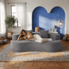 Boneless Compressed Modular Sofa, Soft Striped Corduroy Floor Couch with Deep Seat, Wide Armrests and Back Pillows