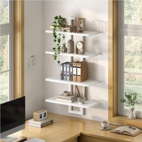 Floating Shelves, 15 Inch Wall Shelf Set of 2, Wall Mounted Storage Shelves 2-Tier, Hanging Bathroom Shelves, for Living Room, Bedroom, Bathroom, Kit (Shape: RectangularRectangular)