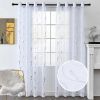 2PCS White Sheer Curtains Gold Foil Marble Print Rod Pocket Window Curtains, 52" W x 84" L